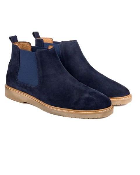 حذاء Anzer باللون الأزرق الداكن من جلد الغزال الأصلي للرجال