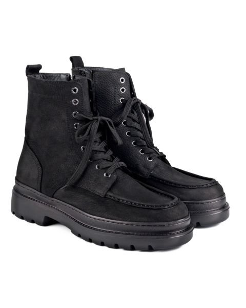حذاء رجالي من Aydos باللون الأسود من جلد نوبوك الأصلي