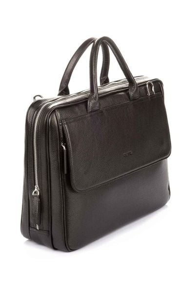 حقيبة جارد سوداء من الجلد الطبيعي مقاس 15.4 بوصة مع حجرة للكمبيوتر المحمول