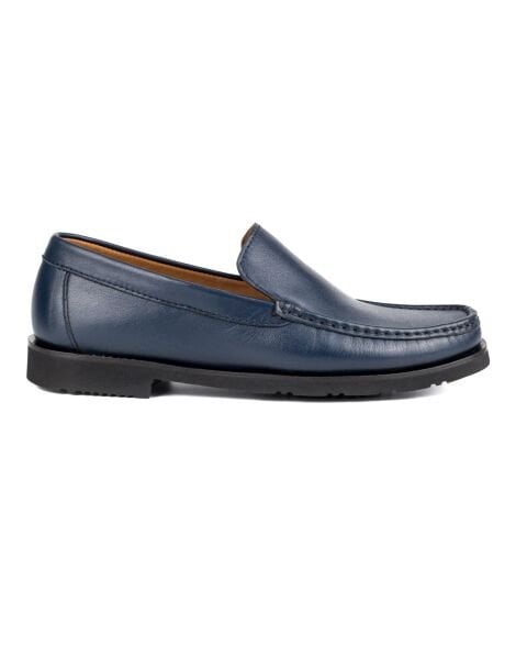 حذاء لوفر رجالي من الجلد الطبيعي باللون الأزرق الداكن من Lento