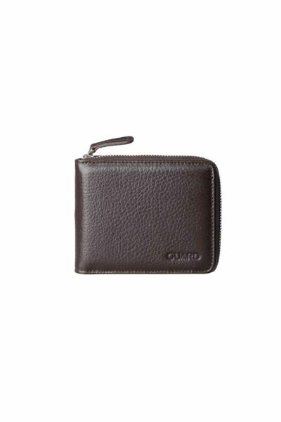 Garda Brown Zippered Horizontal Mini Genuine Leather Wallet