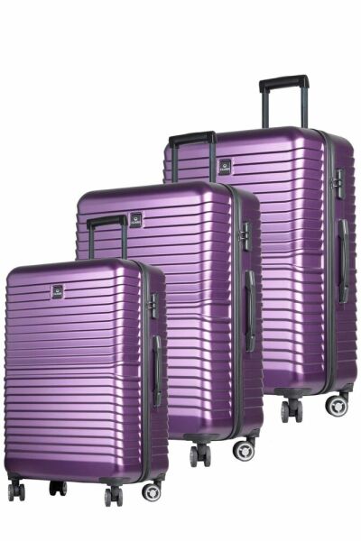 Небьющийся дорожный чемодан из поликарбоната защитного цвета сливового цвета, набор из 3 шт.