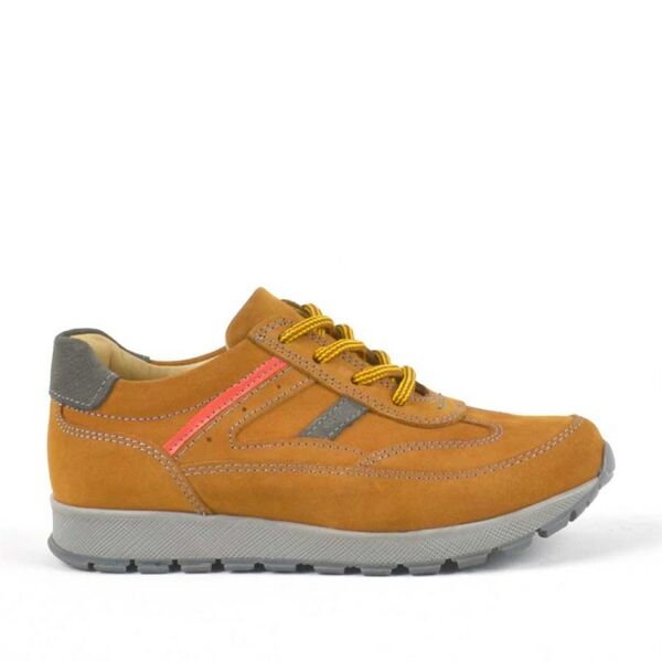 Pêlavên Dibistana Werzîşê yên Boys Rakerplus Çermê Rastî Yellow Lace-Up