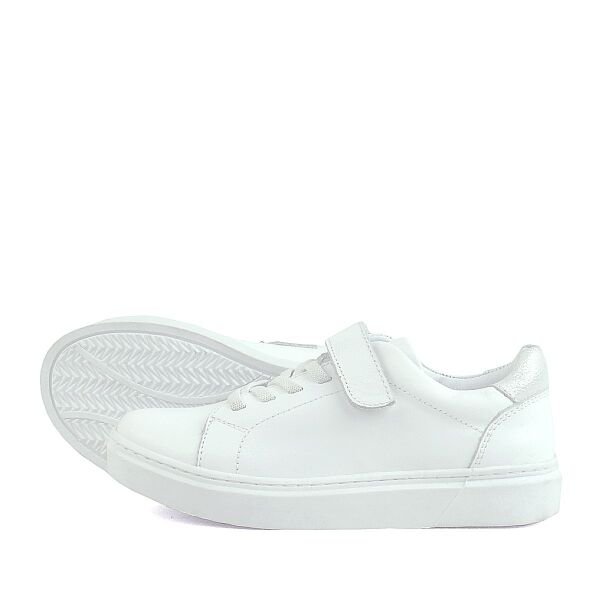 Rakerplus Hakiki Deri Beyaz Cırtlı Bağcıklı Kız Çocuk Sneakers