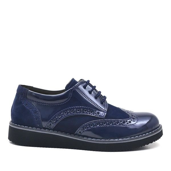 Rakerplus Hidra Navy Blue Patent Leather Laced Boys' Classic Shoes