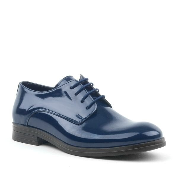Rakerplus Navy Blue Patent Leather Laced Oxford Zarokan Shoes