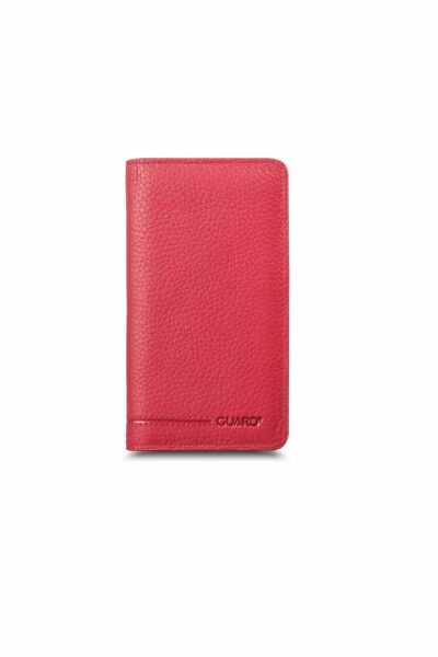 Red Leather Unisex Wallet bi Guard Phone Slot