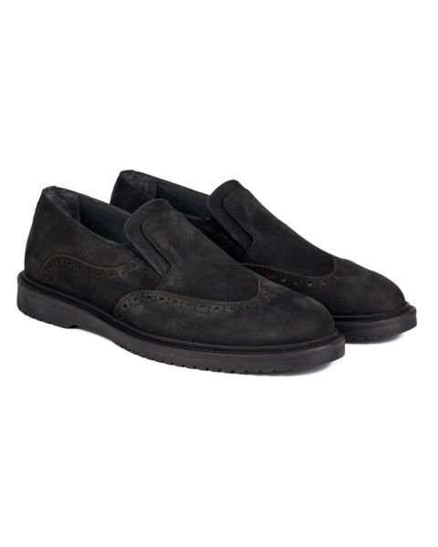 Akor-K Black Genuine Nubuck Leather Casual Classic Shoes mêran