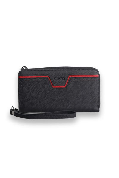 Guard Matte Black - محفظة وحقيبة يد من الجلد الطبيعي متعدد الوظائف باللون الأحمر