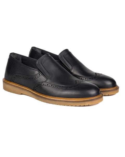 Akor-K Black Genuine Leather Casual Classic Shoes Men