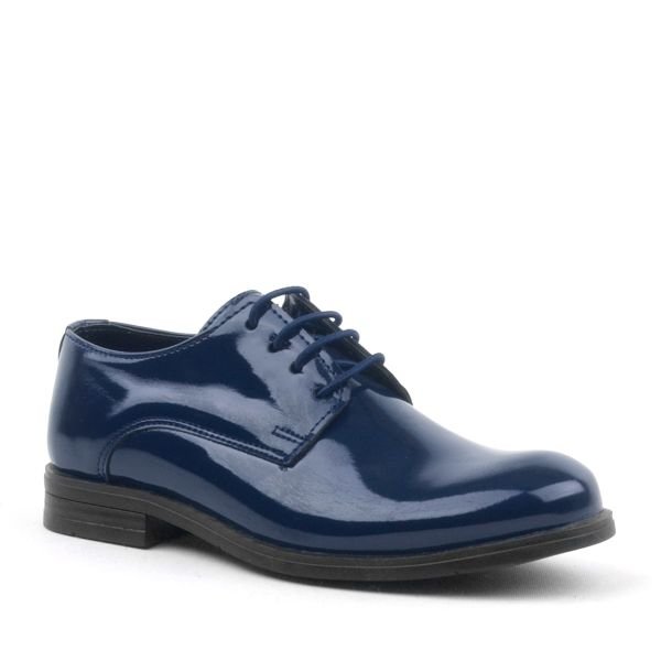 Rakerplus الأزرق الداكن براءات الاختراع والجلود ذات الأربطة أحذية مدرسة أكسفورد للأطفال