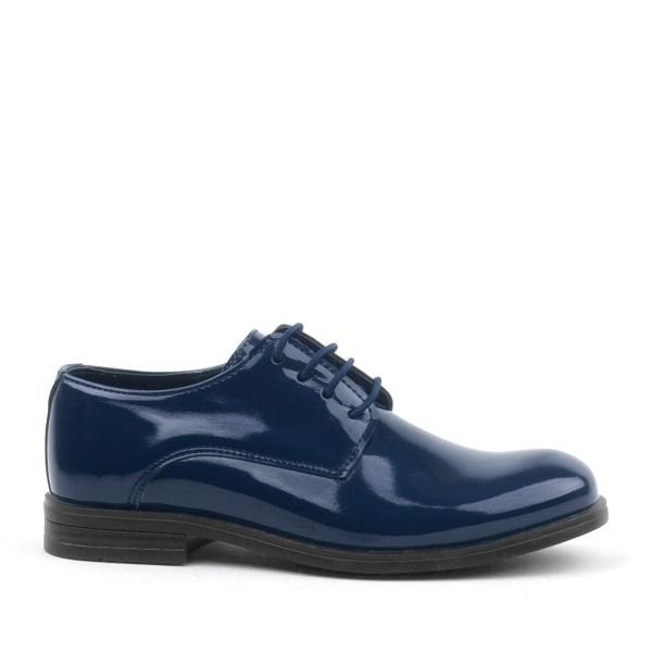 Rakerplus Navy Blue Patent Leather Laced Oxford Zarokan School Shoes