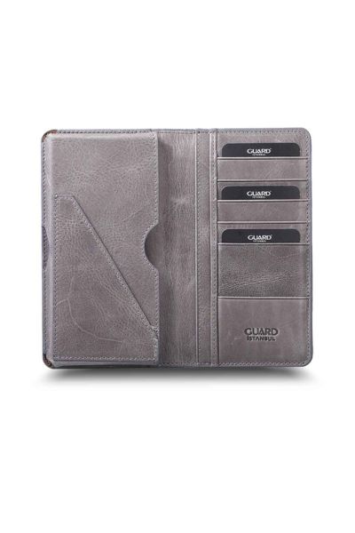 Guard Plus Antique Grey Leather Unisex Wallet with Phone Slot