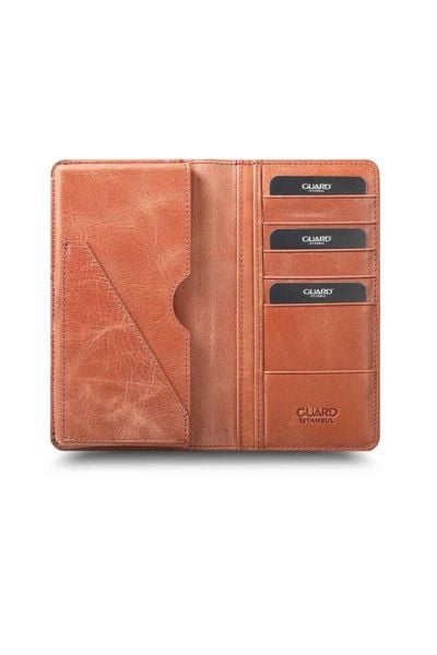 Guard Plus Antique Tan Leather Unisex Wallet with Phone Slot