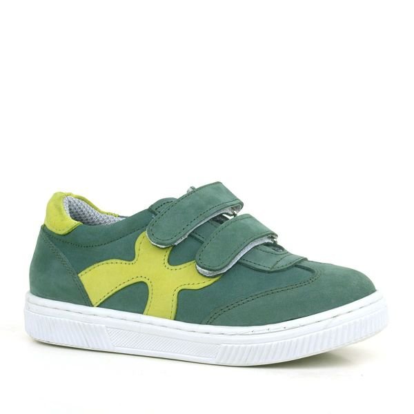 Rakerplus Зеленая детская спортивная обувь из натуральной кожи с липучками