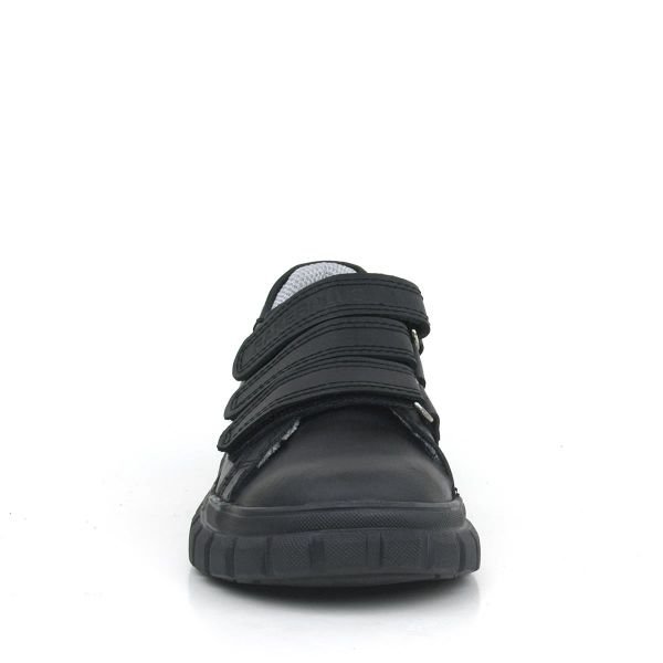 Черные детские повседневные спортивные школьные туфли из натуральной кожи Rakerplus на липучке