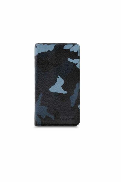 Garni Blue Camouflage Leather Unisex Wallet with Guard Plus Phone Slot