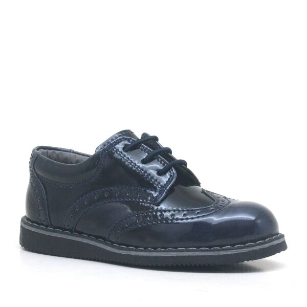 Rakerplus Hidra Navy Blue Patent Leather Laced Daily Baby Boy Shoes