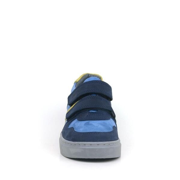 Rakerplus جلد طبيعي أحذية رياضية باللون الأزرق الداكن الفيلكرو للأولاد