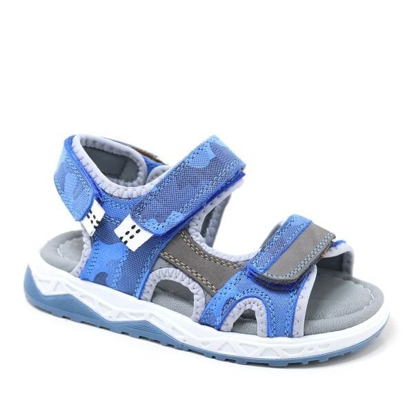 Sandalên Zarokan ên Çermê Rakerplus Orjînal Blue Grey Comfort Sole Velcro