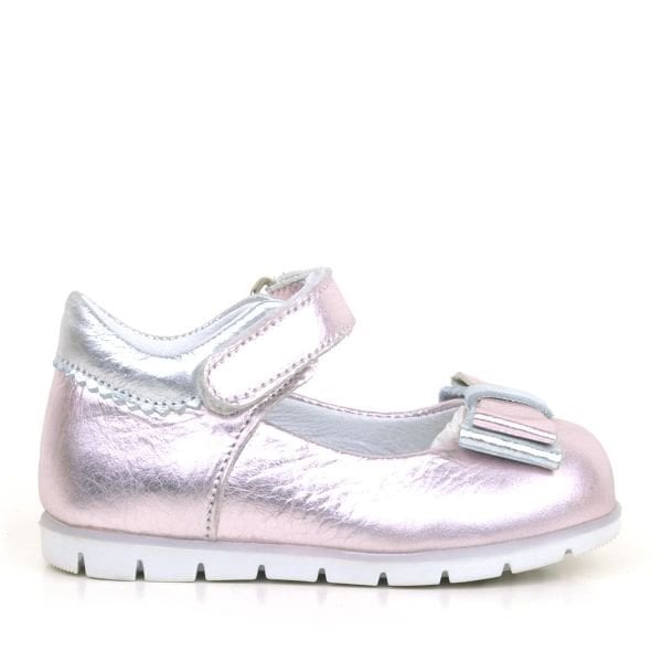 Rakerplus Çermê Rastî Pink Silver Baby Girl Ballet Shoes