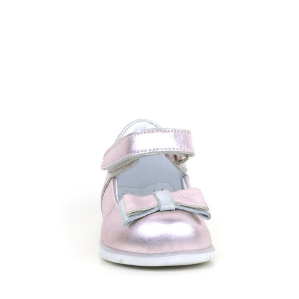 Rakerplus Hakiki Deri Pembe Gümüş Kız Bebek Babet Ayakkabı