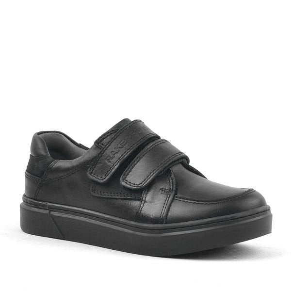 Черные спортивные школьные туфли для мальчиков Rakerplus из натуральной кожи на липучке