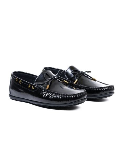 Xanthos Siyah Hakiki Deri Erkek Loafer Ayakkabı