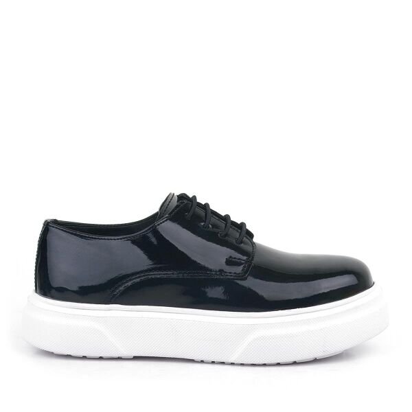 Rakerplus Derby Black Patent Leather White Sole Kids Classic Shoes