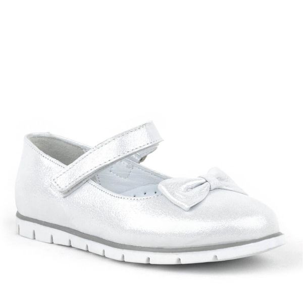 حذاء باليرينا للفتيات من الجلد الطبيعي باللون الفضي من Rakerplus