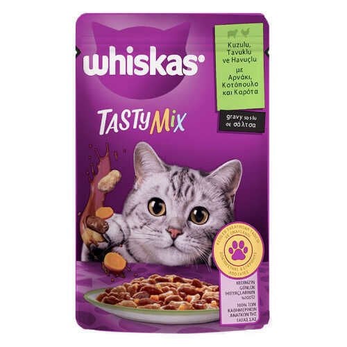 Whiskas TastyMix  Pouch Gravy Soslu Kuzulu Tavuklu Havuçlu Kedi Maması 85 gr