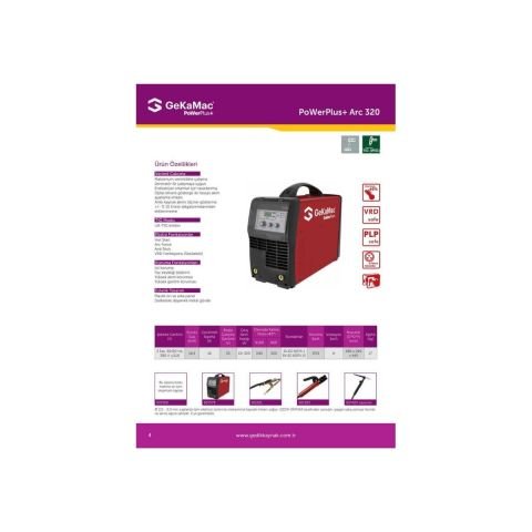 GeKaMac Power Plus ARC 320 Inverter Kaynak Makinesi