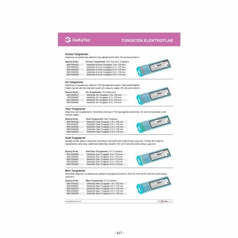 GeKaTec Gri Tungsten Elektrot 3.2x175mm - 10 Adet