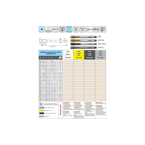 Narex M5 TiALN Makina Kılavuzu DIN 376C HSSE 40 Derece Helis 4050