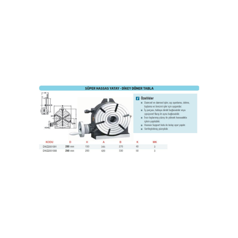 Süper Hassas Yatay - Dikey Döner Tabla