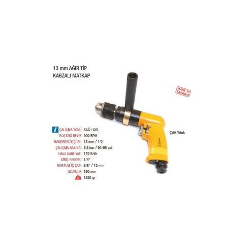 Yama AT-4044A Havalı Matkap 13 mm Ağır Hizmet Sağ Sol