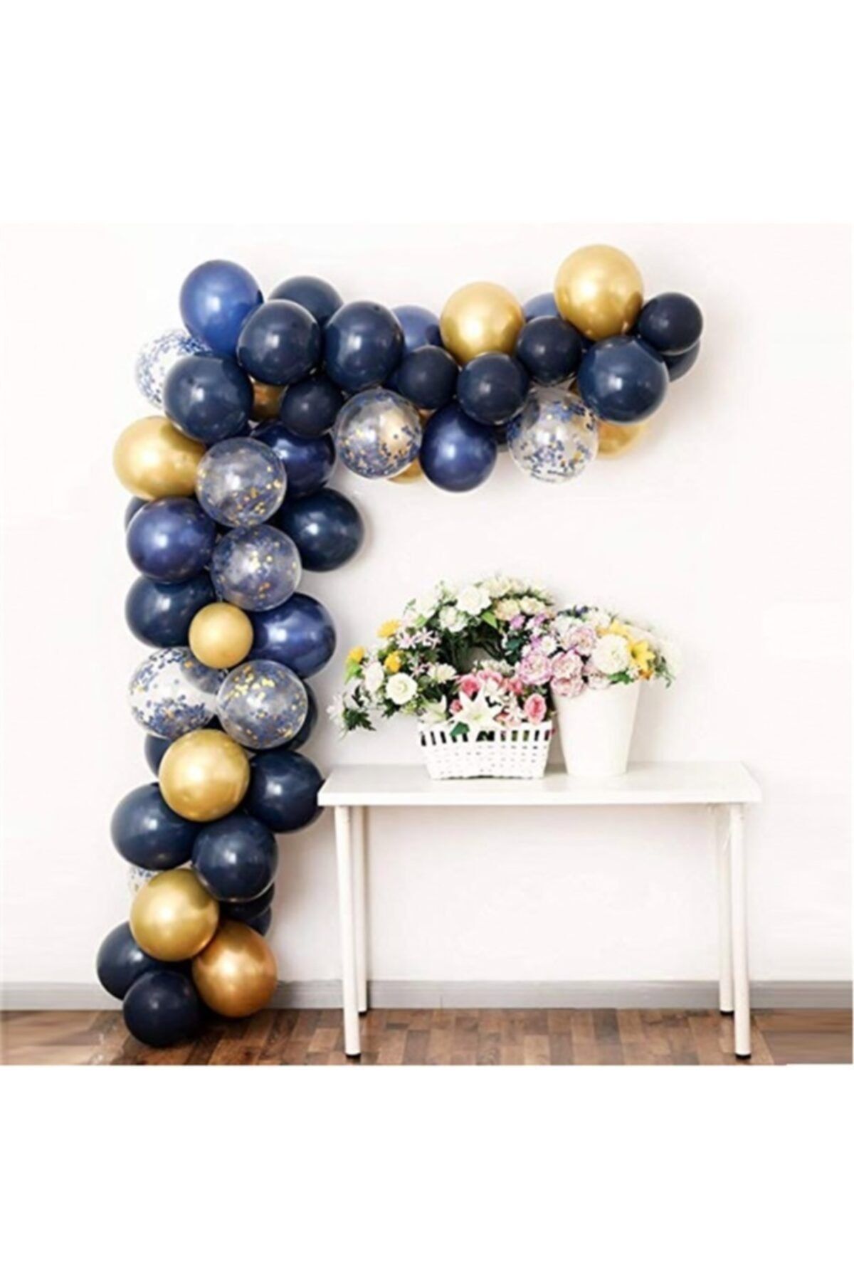 Lacivert Gold Balon Zinciri Seti 5 Metre 125 Adet Balon