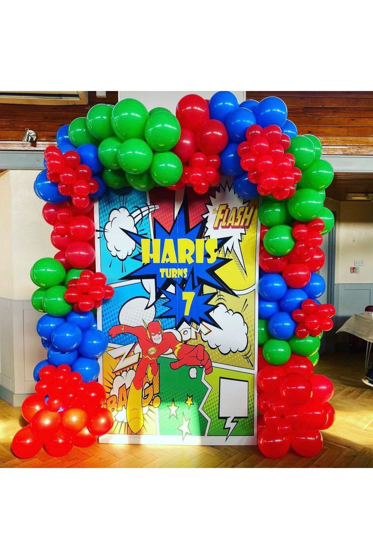 Pastel Kırmızı Mavi Ve Yeşil Balon Zinciri 100 Adet