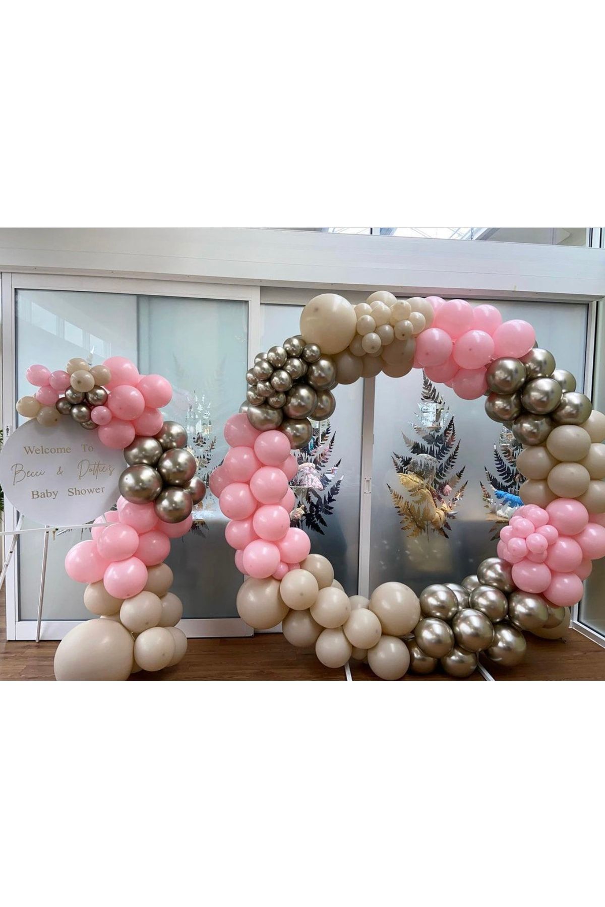 Krom Beyaz Altın Makaron Pembe Ve Deniz Kumu Balon Zinciri 100 Adet