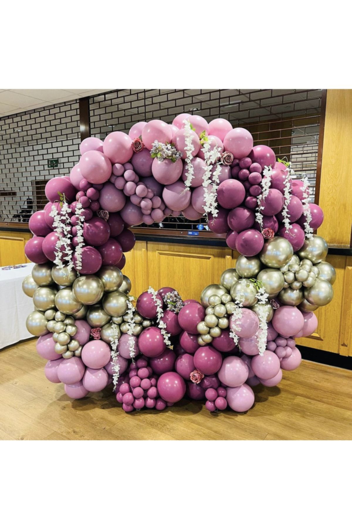 Krom Beyaz Altın Yaban Çileği Ve Toz Pembe Balon Zinciri 100 Adet