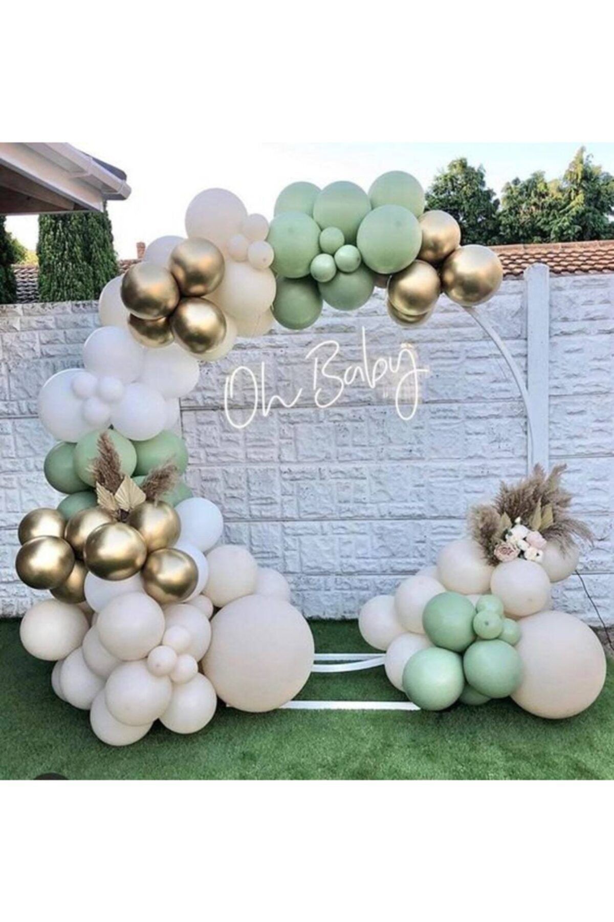 Krom Beyaz Altın Küf Yeşili Ve Beyaz Balon Zinciri 100 Adet
