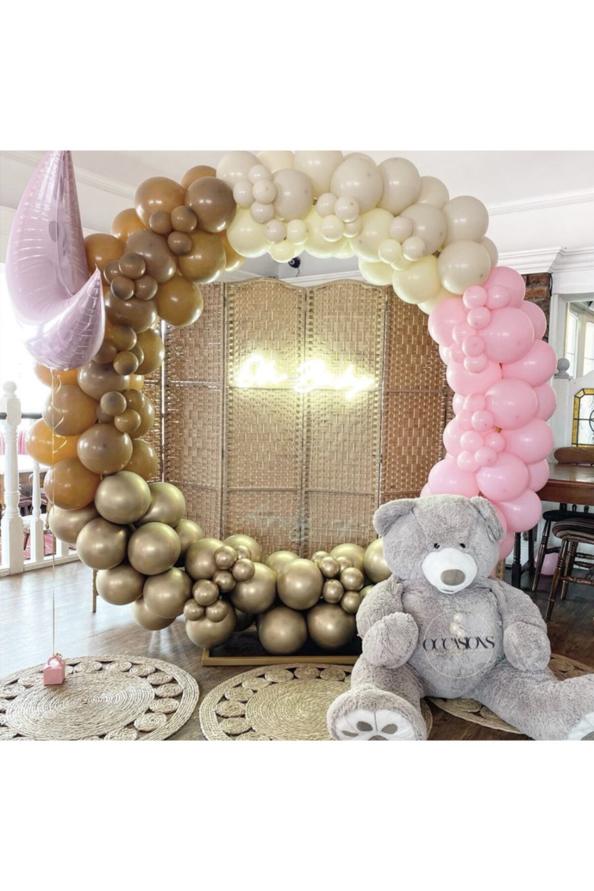 Krom Gold Makaron Pembe Deniz Kumu Ve Karamel Balon Zinciri 100 Adet