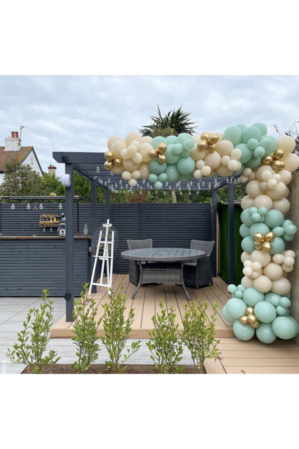 Krom Gold Kış Yeşili Ve Ten Rengi Balon Zinciri 100 Adet