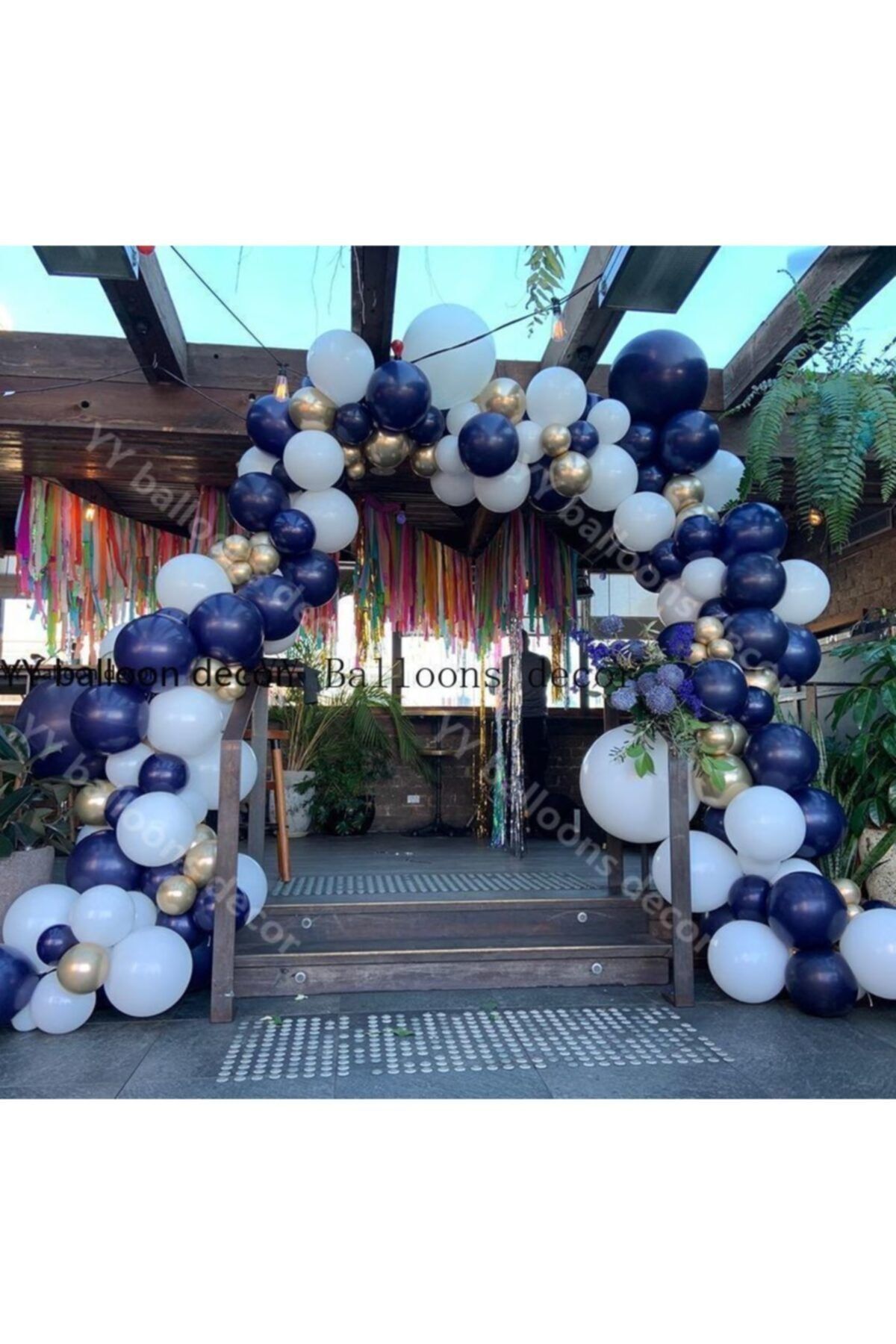 Krom Gold Gece Mavisi Ve Beyaz Balon Zinciri 100 Adet