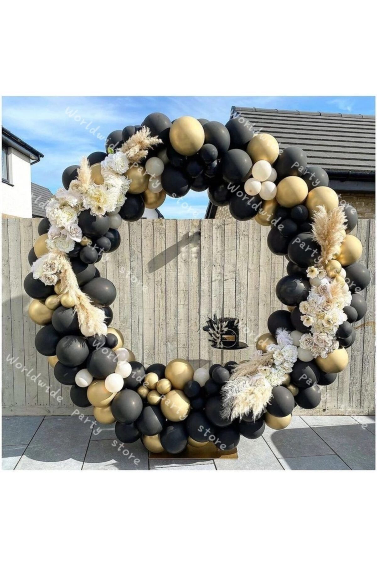 Krom Gold Pastel Siyah Balon Zinciri 100 Adet