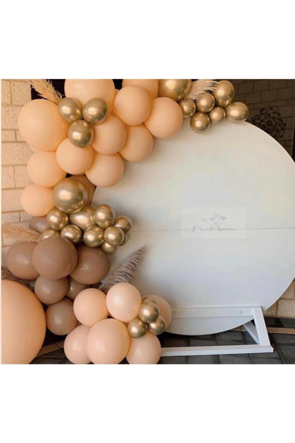 Krom Gold Karamel Kahve Somon Renkte Balon Zinciri 100 Adet