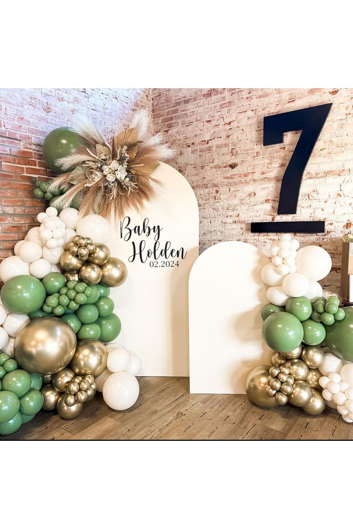 Krom Gold Retro Okaliptus ve Beyaz Balon Zinciri 100 Adet