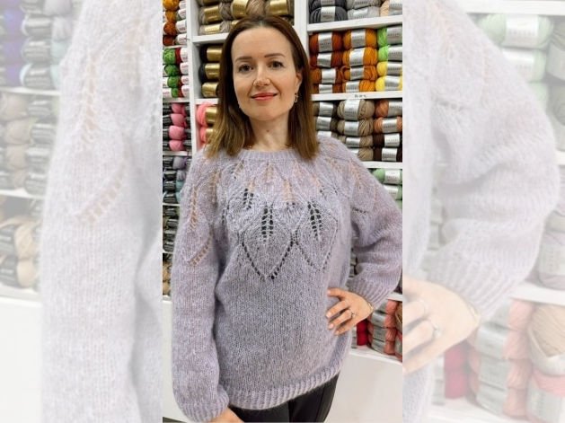 Yaprak Desenli Mohair Kazak Kiti