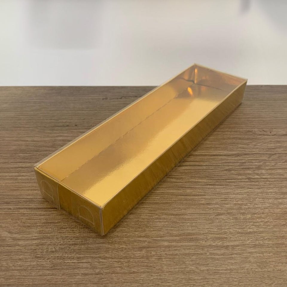 6.5x20.5x2.5 ALTI GOLD METALİZE KARTON ÜSTÜ ASETAT KUTU