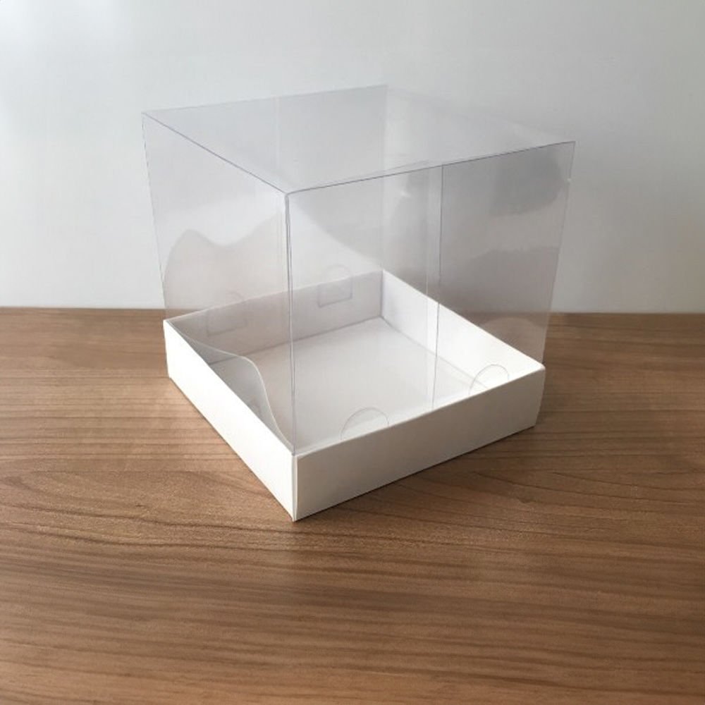 12x12x12 Altı Beyaz Karton Üstü Asetat Kutu